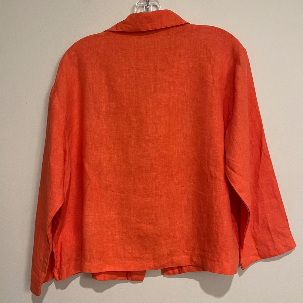 Habitat Jacket Topper Blazer 100% Linen Flax Orange Coral Mother of Pearl Medium - Picture 2 of 7